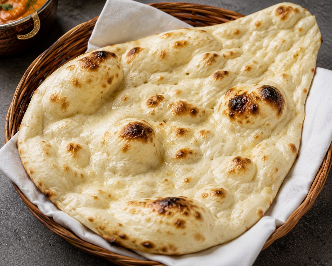 Fresh naan served with Indian cuisine at Flavors Indian Cuisine